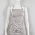 Halter Back Lace-up Bib Type Dress Women