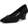 Mysoft Womens 8 Black Faux Suede 2" Chunky Heel Pointy Toe Slide On Pump Shoes