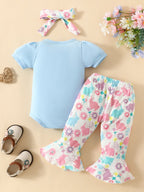 Children's Easter Bunny Graphic and Pants Set with Headband