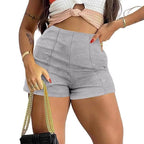 Stitched-detail Zipper Skinny Skater Shorts