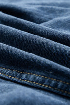 Blue Stripe Washed Oversized Pocketed Denim Jacket