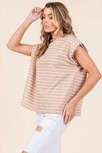 Lime 'N' Chili Striped Muscle Sleeve Top