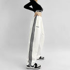 Embroidered Patchwork Wide-Leg Athletic Sweatpants | 4 Colors