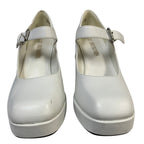 Dream Pairs Womens Size 7.5 White 3.5" Heel Mary Jane Square Closed Toe Shoes