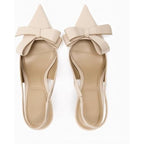 Kluolandi Womens Size 7.5 Nude 3.5" Heel Bow Knot Pointed Closed Toe Shoes
