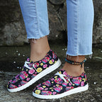 Loafers Women Sunflower Print Flats Casual Canvas Shoes Non-lace Lazy Shoes