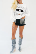 Black CLASSY UNTIL KICKOFF Plush Letter Patched Loose Sweatshirt