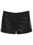 Womens Fashionable Casual Slim-Fit Black Leather Pants