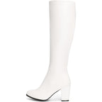 New Dream Pairs Women Size 8.5 White Faux Leather 3" Heel Knee High Boots w Flaw