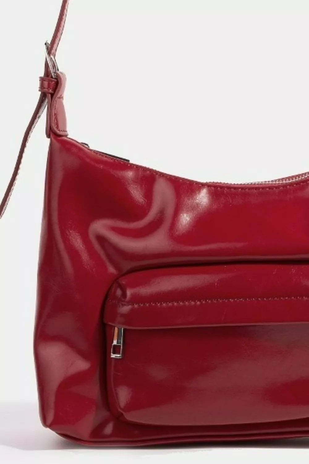 Fame Glossy Faux Leather Shoulder Bag