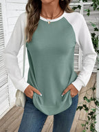 Waffle Knit Raglan Sleeve T-Shirt