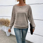 Women’s Textured Round-Neck Long-Sleeve Pullover