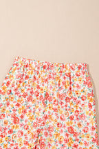 Pink Boho Floral Bandeau Top and High Waist Wide Leg Pants Set