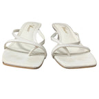 Athlefit Women Size 6 White Faux Leather Strappy 2.25" Kitten Heels Sandal Shoes