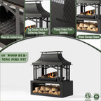 Alora 40-Inch Outdoor Steel Wood-Burning Backyard Fireplace Fire Pit (SAK45758)