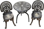 Cast Aluminum Patio Bistro Set With Umbrella Hole Outdoor