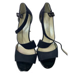 Caparros Womens 8.5 Metallic Black 4.5" Heels Open Toe Leather Ankle Strap Shoes