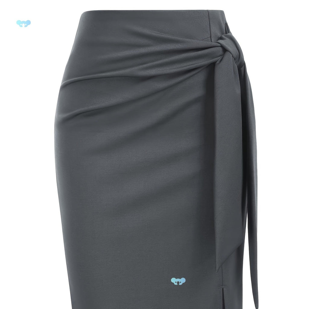 Elegant Monochrome High-waisted Knee-length Skirt For Women