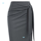 Elegant Monochrome High-waisted Knee-length Skirt For Women