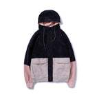 Corduroy Hip-Hop Patchwork Hooded Jacket for Couples