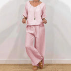 Women’s Multi Color Two Piece Set V Neck Top & Pants