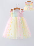 Pastel Rainbow Sequin Tulle Party Girls Dress