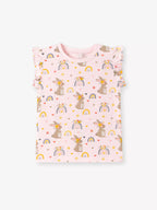 Children's Bunny & Rainbow Print Ruffle Sleeve T-Shirt