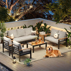 Oversized Aluminum Patio Furniture Set with Thick Cushions