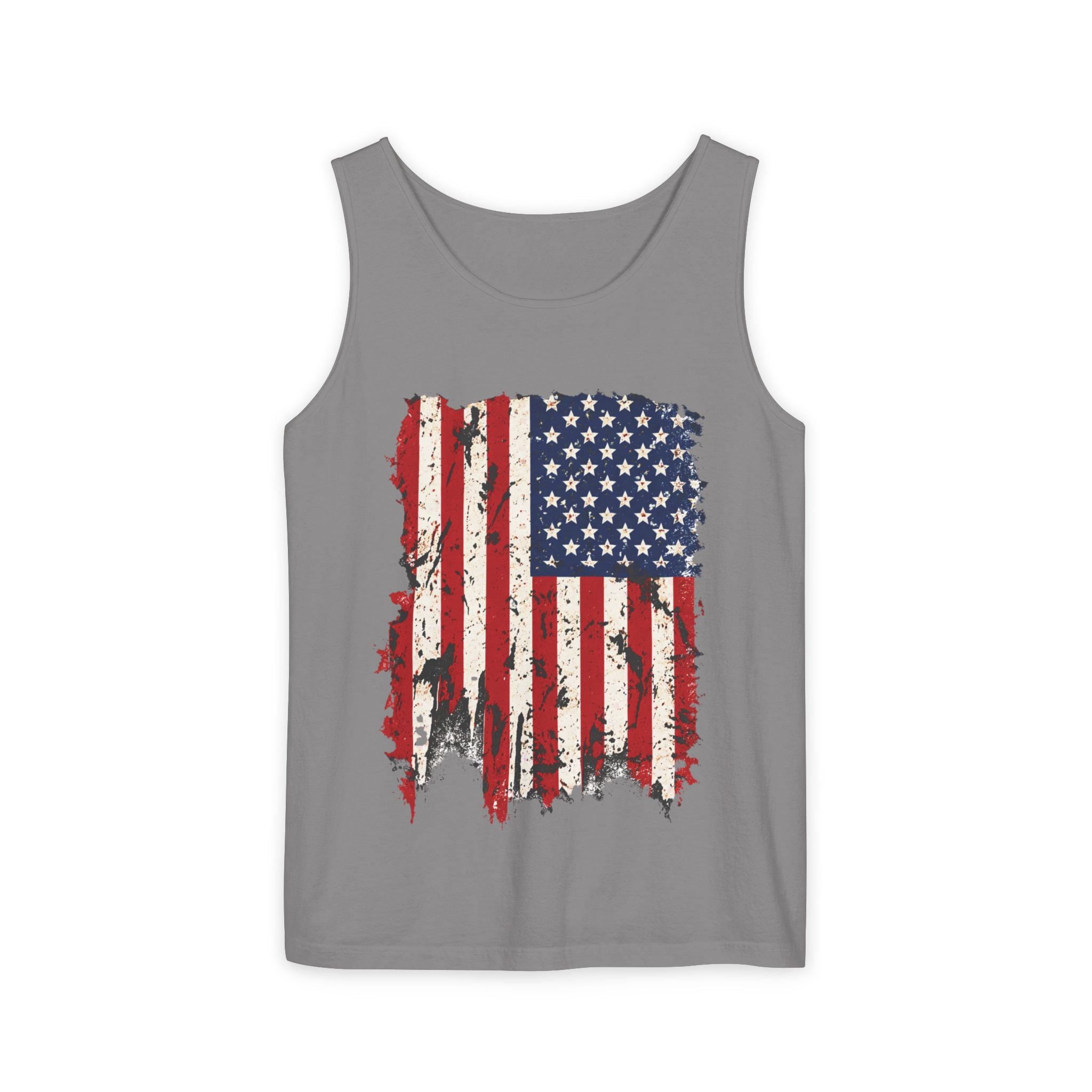 Distressed American Flag Tank Top  Patriotic USA Sleeveless Shirt for 4th of July Summer and Everyday Wear