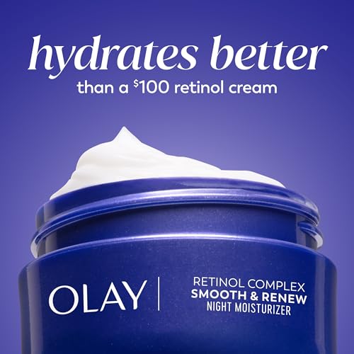 Olay Retinol Night Cream for Women, Anti-Aging Face Moisturizer, Fragrance-Free, Non Greasy - Anti-Wrinkle, Smooth Fine Lines, Hydrating Skin Care - Triple Collagen Cream, Peptide, Niacinamide, 1.7oz