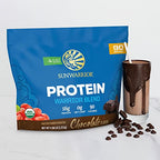 Organic Sunwarrior - Warrior Blend, Plant Based, Raw Vegan Protein Powder with Peas & Hemp, Chocolate, 30 Servings, 26.4 Ounce