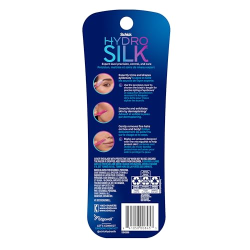 Schick Hydro Silk Touch-Up Dermaplaning Tool with Precision Cover, 3ct | Dermaplane Razor, Face Razors for Women, Peach Fuzz Remover