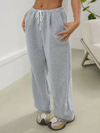 Casual Drawstring High Waist Wide Leg Sweatpants