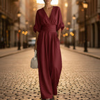 Women's V-Neck Wide-Leg Jumpsuit – High Waist Pleated Elegant 11 Colors S–5XL