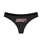 Juicy Black Women's Thong - Playful Pink Puff Lettering