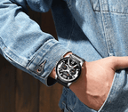 Men's Sports Waterproof Watch With Leather Belts, Chronometers And Large Numbers Details Luxury Watches Unique Design Excellent Gift