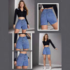 Distressed Vintage Non-stretch Denim Shorts