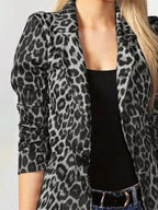 Leopard Print One Button Blazer
