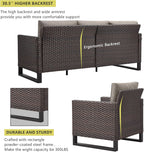Seven Piece Outdoor Wicker Patio Furniture Set With Swivel Rockers
