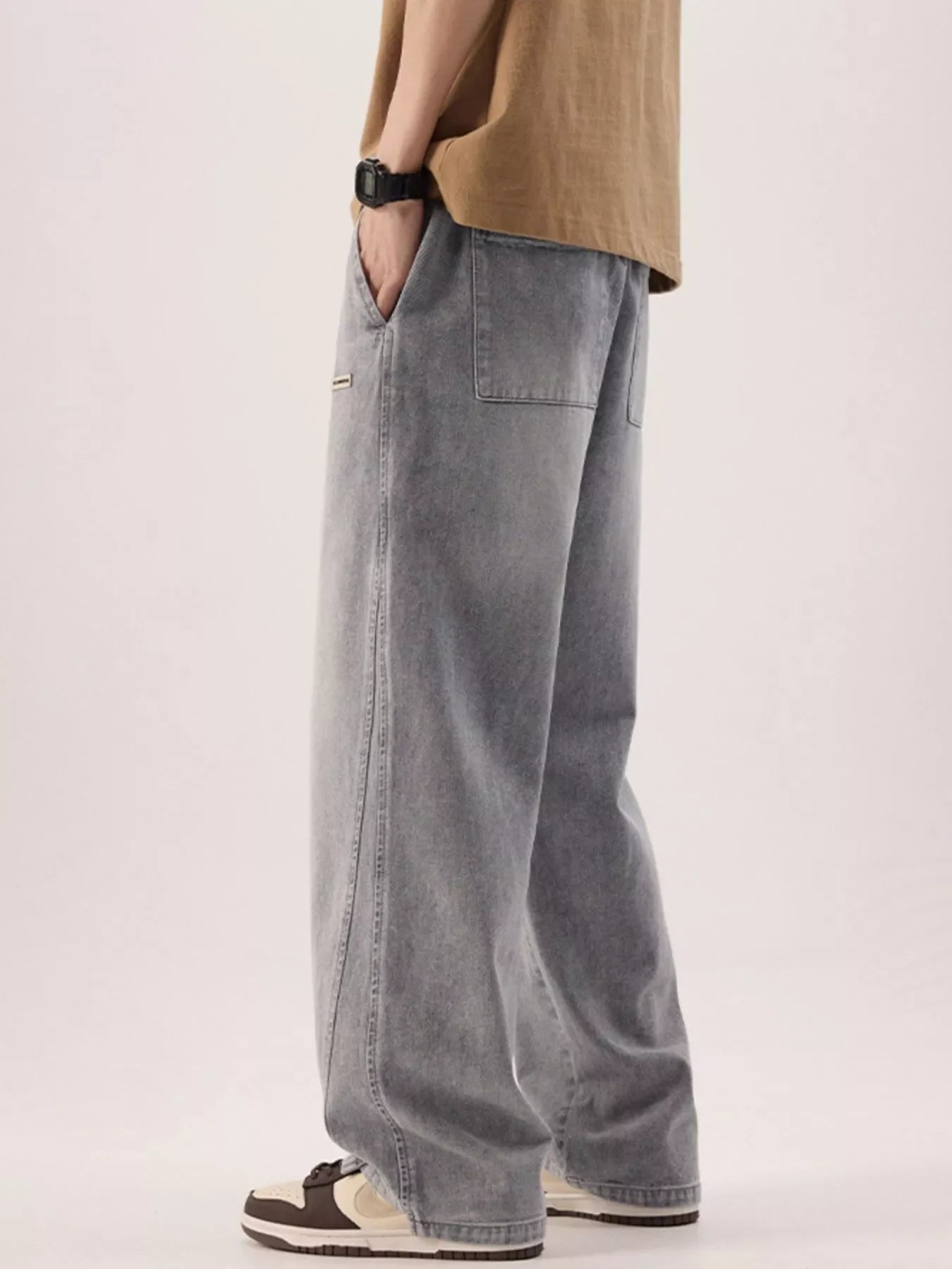Men's Regular and Plus Size Vintage Wash Loose Fit Jeans