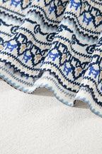 Blue Bohemian Fashion Print Spaghetti Straps Loose Tank