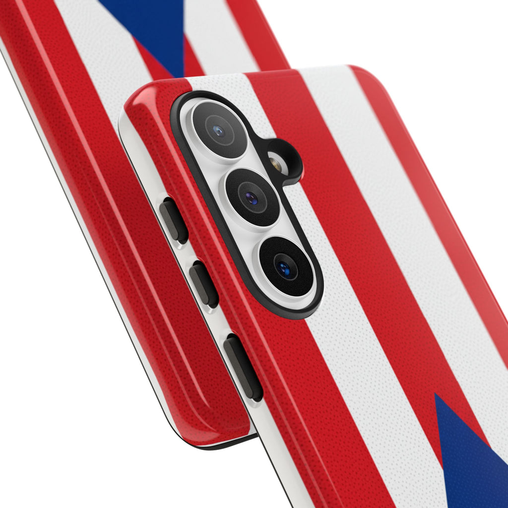 Puerto Rico Flag Tough Phone Case Patriotic Red & White Stripe Design