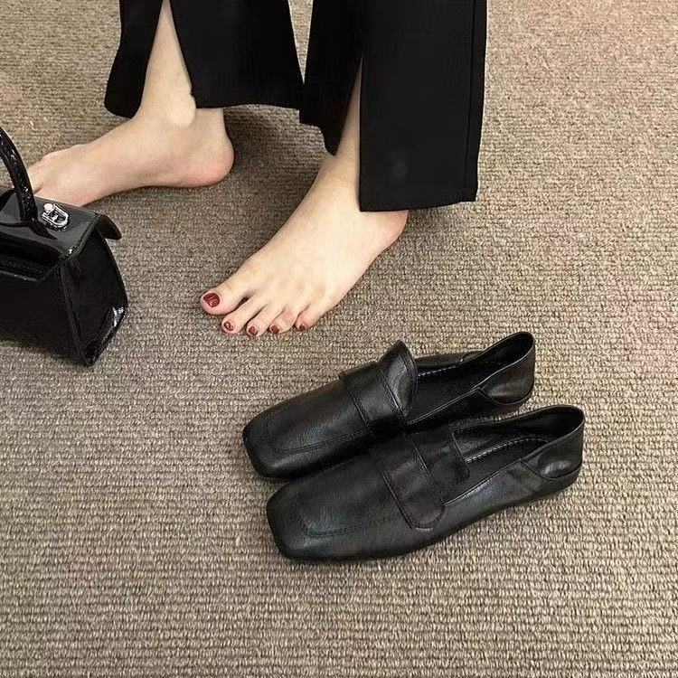 French-Style Retro Square Toe Flat Loafers