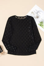 Pink Mesh Bow Pattern Long Sleeve Top