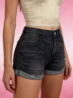 Distressed Denim Roll-Up Shorts