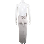 Halter Back Lace-up Bib Type Dress Women