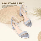Idifu Womens 9 Silver Glitter Open Toe 2" Block Heel Ankle Strap Sandal Shoes