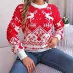 Casual Deer Pattern Long-Sleeve Hoodie Sweater for Women