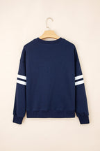 Coffee Varsity Striped Detail Drop Shoulder Oversized Sweatshirt