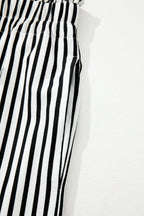 Black Striped Frill Knot Waist Decor Pants